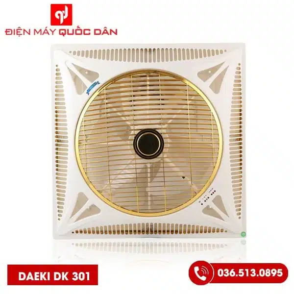 Quạt trần hộp Daeki DK 301 màu vàng trắng