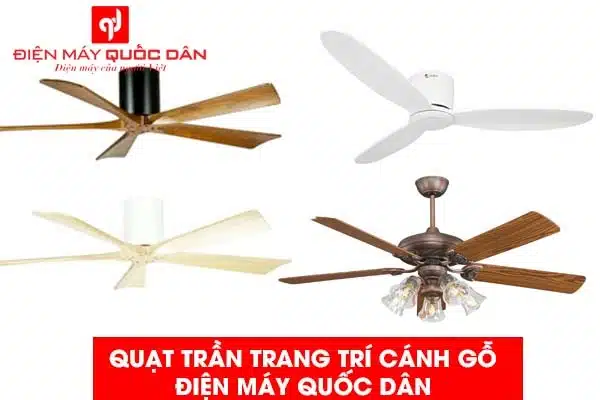 quạt trần trang trí cánh gỗ